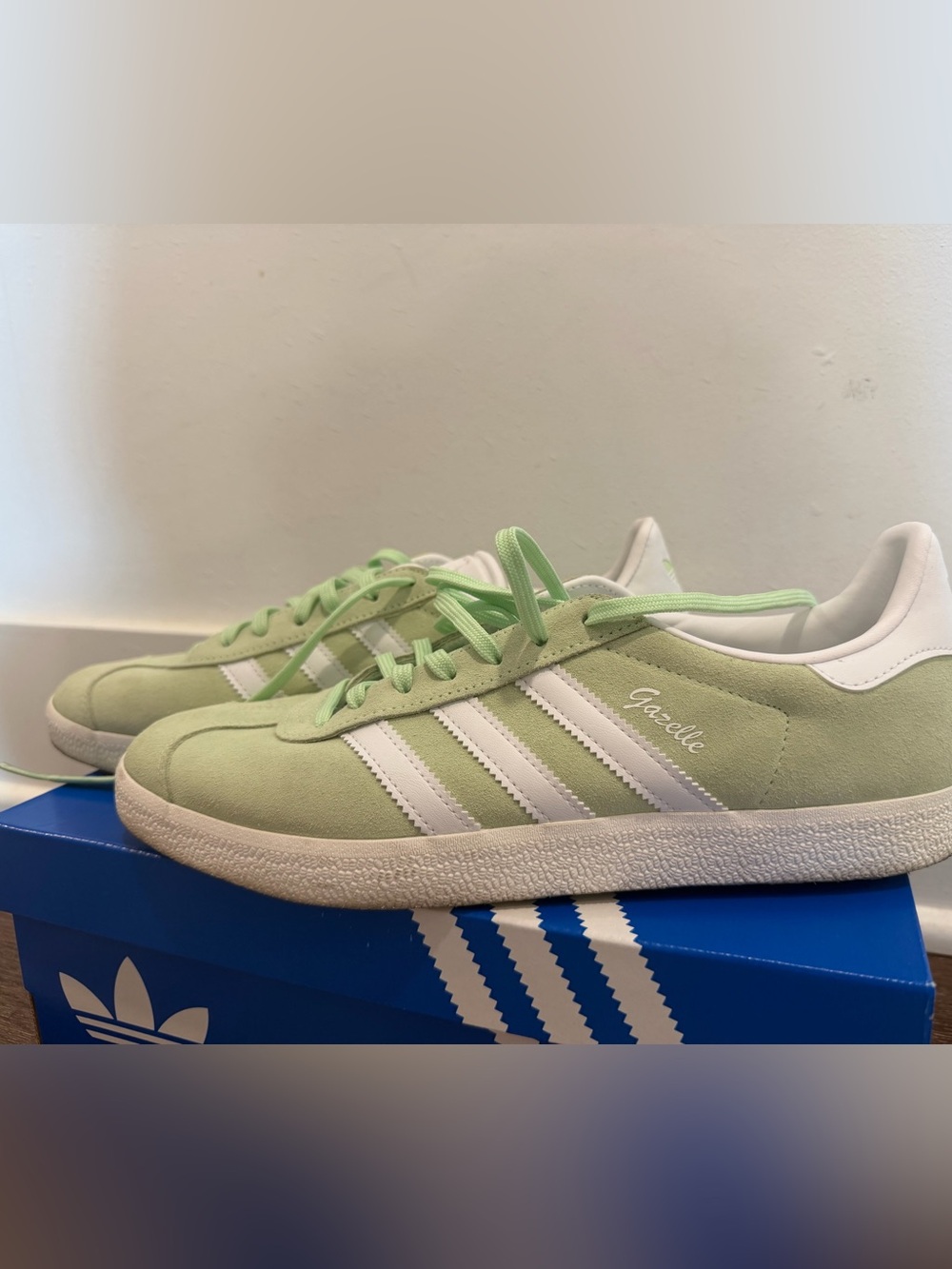 adidas Women's Mint Green Suede Sneakers with White Stripes - Picture 5 of 5